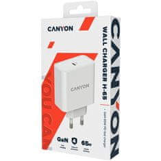 Canyon sieťová nabíjačka CH-65 (65W) PD, vstup 100-240V, výstup USB-C1/C2 5-20V, power delivery