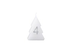 Stromček advent 4 ks 52x80 mm strieborné čísla, biela sviečka