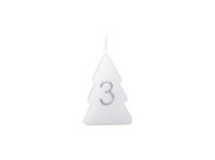 Stromček advent 4 ks 52x80 mm strieborné čísla, biela sviečka