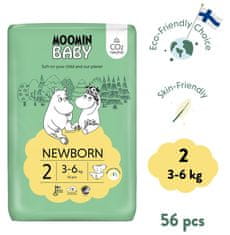 Moomin Baby eko plienky 2 Newborn 3–6 kg, 56 ks