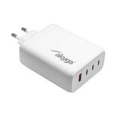 Akyga Nabíjačka univerzálna USB-A + 3x USB-C PD 5-28V / max. 5A 140W Quick Charge 3.0 GaN, biela