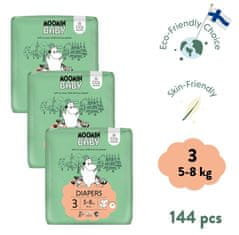 Moomin Baby mesačné balenie eko plienok 3 Midi 5–8 kg, 144 ks