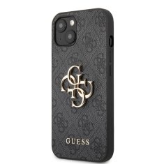 Guess Zadný kryt PU 4G Metal Logo pre iPhone 13 Grey