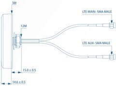 Teltonika Anténa COMBO MIMO MOBILE ROOF GSM/LTE, 2x SMA, 2,5 dBi, 3m, vonkajšie