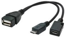 Gembird adaptér OTG USB (AF)/Micro-USB (BF) na Micro-USB (BM), kábel, 0.15 m