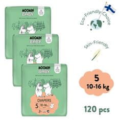 Moomin Baby mesačné balenie eko plienok 5 Maxi 10–16 kg, 120 ks