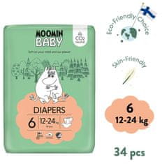 Moomin Baby eko plienky 6 Maxi 12–24 kg, 34 ks