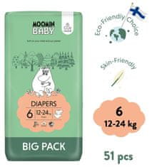 Moomin Baby eko plienky 6 Maxi 12-24 kg, 51 ks