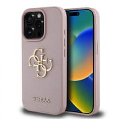 Guess Zadný kryt PU Grained 4G Metal Logo pre iPhone 15 Pro Max Pink