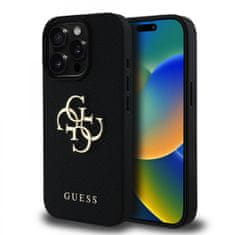 Guess Zadný kryt PU Grained 4G Metal Logo pre iPhone 15 Pro Max Black