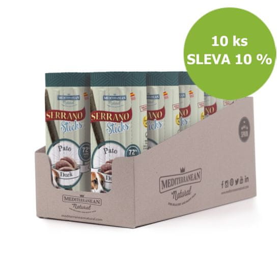 Serrano Dog Sticks Duck, tyčinka 16 x 12 g (10 ks) ZĽAVA 10 %