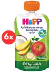 HiPP BIO 100% rastlinné Jablko-Banán-Mango-Kokos-Ovos 6 x 100 g