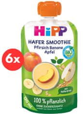 HiPP BIO 100% rastlinné Ovsené smoothie - Jablko - Broskyňa - Banán 6 x 120 ml