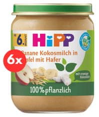 HiPP BIO 100% rastlinné Jablko - Banán - Kokos - Ovos 6 x 160 g