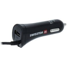 SWISSTEN Adaptér do auta 1x USB 1x kabel USB-C 12V/2,4A