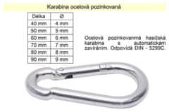 HADEX Karabína 40mm x 4mm pozinkovaná