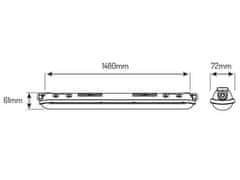 HADEX LED svietidlo TRI-PROOF 55W 4000K denná biela 1480mm