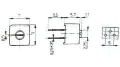 HADEX 220R - TP096, trimer keramický cermetový, RM=5x2,5