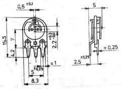 HADEX 1k0 - TP008, trimer lakosadzový stojatý RM5x2, 5mm