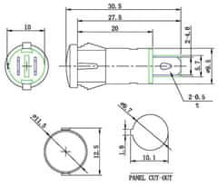 HADEX Kontrolka 230V s tlejivkou zelená MDX-11A, priemer 10mm