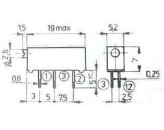 HADEX 1M0 - WK67912, trimer cermetový 16 otáčok, 19x5,2x7mm