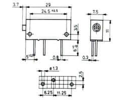 HADEX 1k0 - WK67911, trimer cermetový 25 otáčok, 28x7x10mm