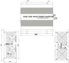 HADEX Menič napätia 12V/230V 2000W, CARSPA SK2000, čistá sinus.D.O. drôtové