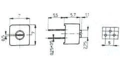 HADEX 2M2 - TP096, trimer keramický cermetový, RM=5x2,5