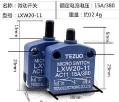 HADEX Mikrospínač LXW20-11 380V/15A, dĺžka kolíka 13mm