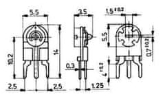 HADEX 1k0 - TP005, trimer lakosadzový stojatý RM5x2, 5mm