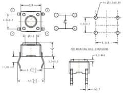 HADEX Mikrospínač 6x6mm v = 8mm