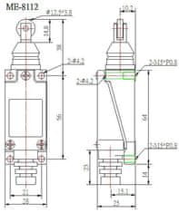 HADEX Koncový spínač ME-8112 s valčekovým plunžrom