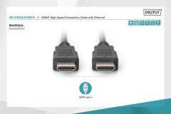 Digitus HDMI High Speed + Ethernet pripojovací kábel, 2x tienený, 2m