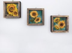 Wallity Súprava nástenných obrazov Sunflowers 15x15 cm 3 ks žltá