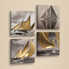 Hanah Home Sada 4 obrázkov Boats 33x33 cm