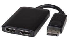 PremiumCord MST adaptér DisplayPort 1.2 - 2x HDMI, rozšírenie+zrkadlenie+2 obrazy, 4K*2K@60Hz