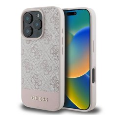 Guess Originálny pevný kryt 4G Bottom Stripe GUHCP16XG4GLPI pre iPhone 16 Pro Max ružový