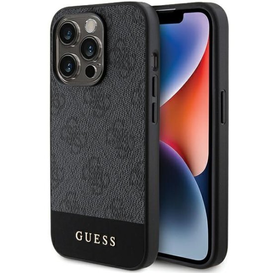 Guess Zadný kryt 4G Stripe Collection GUHCP15LG4GLGR pre Iphone 15 Pro grey