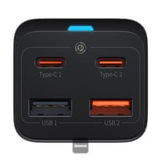 BASEUS rýchlonabíjačka do siete GaN3 Pro, 2x USB-C, 2x USB 65W čierna