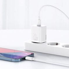 BASEUS rýchlonabíjačka do siete Super Si USB-C PD QC 20W s Lightning káblom 1m biela