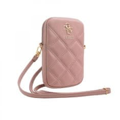 Guess Kabelka PU Quilted 4G Metal Logo Walltet Phone Bag Zipper Pink