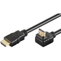 PremiumCord Kábel HDMI High Speed+Ethernet pozlátený zahnutý konektor 90° 5m