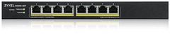 Zyxel GS1915-8EP, 8-port GbE PoE Smart hybridný režim Switch, standalone or NebulaFlex Cloud, 60 Watt 802.3at, desktop, fanless