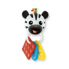 BABY EINSTEIN Hryzátko s hrkálkou zebra Zen Shake-a-Shape bez BPA 0m+