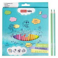 EASY Kids PASTEL Trojhranné pastelky, 24 ks, 24 pastelových farieb