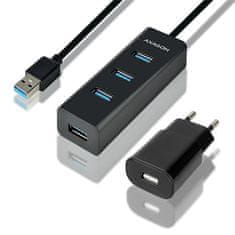 AXAGON HUE-S2BP, 4x USB 3.0 CHARGING húb, vr. AC adaptéra, kábel USB-A 1.2m