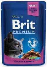 Brit Kapsička Premium Cat Pouches kura a morka 100g