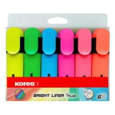 KORES BRIGHT LINER zvýrazňovač sada 6 farieb