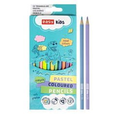 EASY Kids PASTEL Trojhranné pastelky, 12 ks, 12 pastelových farieb