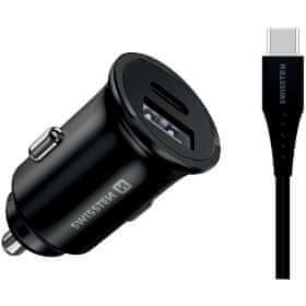 SAMSUNG Swissten cl pre super fast charging 35w + kábel usb-c/usb-c 1,2 m black